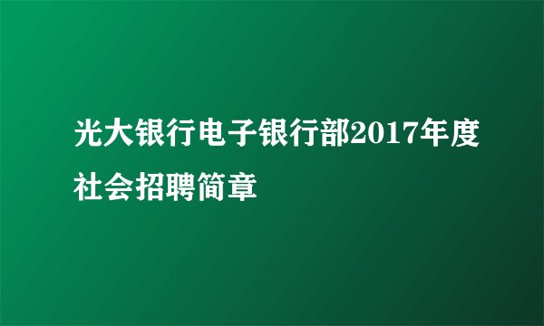 光大银行电子银行部2017年度社会招聘简章