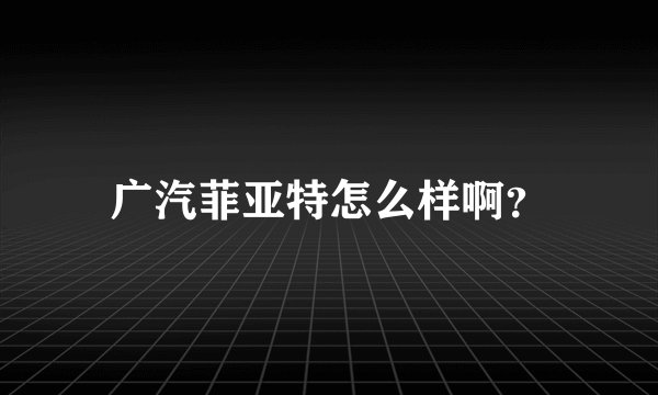 广汽菲亚特怎么样啊？
