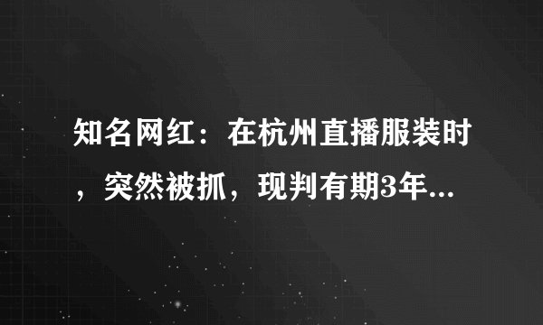 知名网红：在杭州直播服装时，突然被抓，现判有期3年4个月！