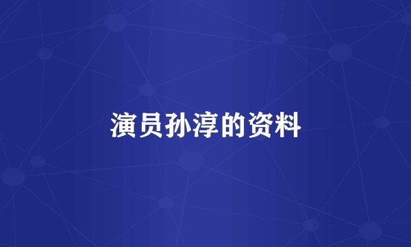 演员孙淳的资料