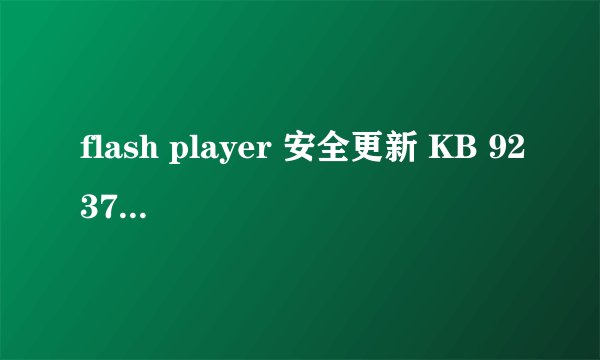flash player 安全更新 KB 923789 为什么无法安装？