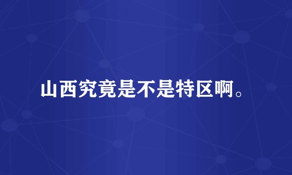 山西究竟是不是特区啊。