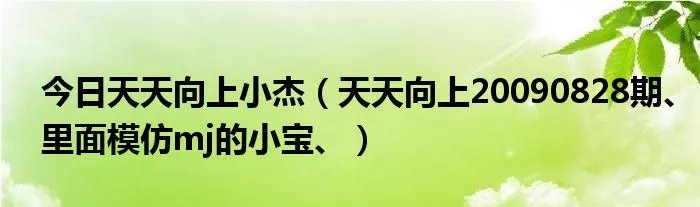 今日天天向上小杰（天天向上20090828期、里面模仿mj的小宝、）