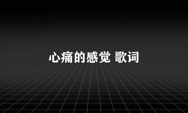 心痛的感觉 歌词