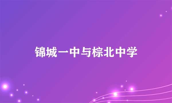 锦城一中与棕北中学