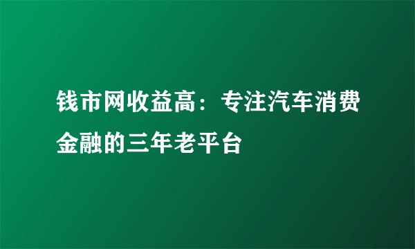 钱市网收益高：专注汽车消费金融的三年老平台