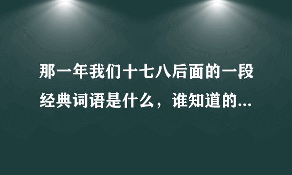 那一年我们十七八后面的一段经典词语是什么，谁知道的，告诉我，谢谢了！
