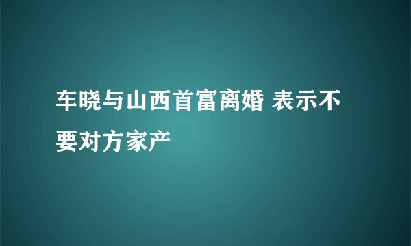 车晓与山西首富离婚 表示不要对方家产