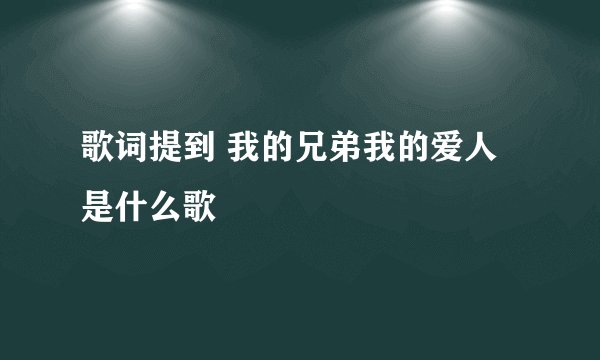 歌词提到 我的兄弟我的爱人是什么歌