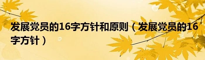 发展党员的16字方针和原则（发展党员的16字方针）