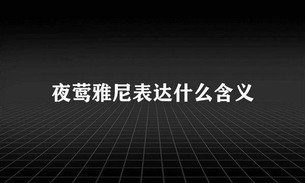 夜莺雅尼表达什么含义
