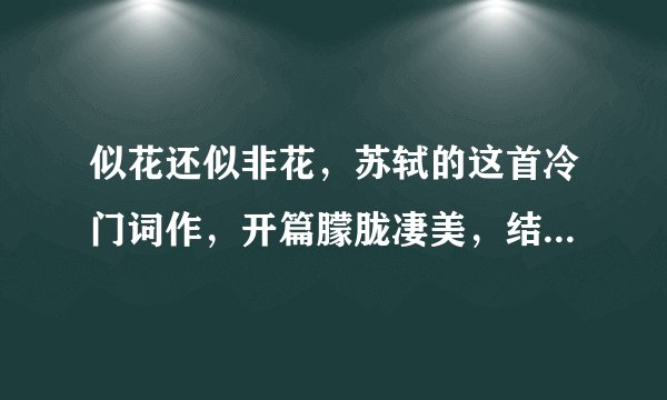 似花还似非花，苏轼的这首冷门词作，开篇朦胧凄美，结尾痛彻心扉
