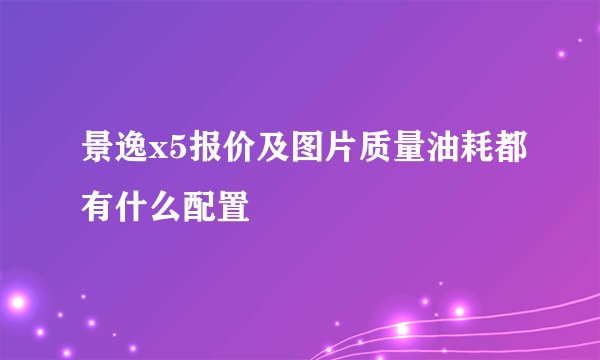 景逸x5报价及图片质量油耗都有什么配置