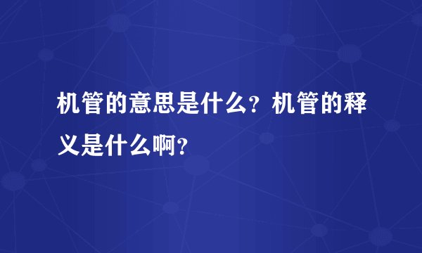 机管的意思是什么？机管的释义是什么啊？