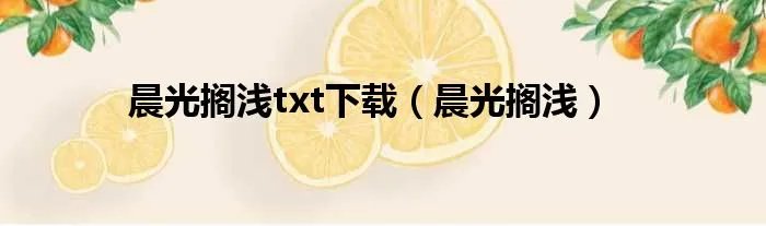 晨光搁浅txt下载（晨光搁浅）