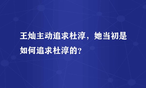 王灿主动追求杜淳，她当初是如何追求杜淳的？