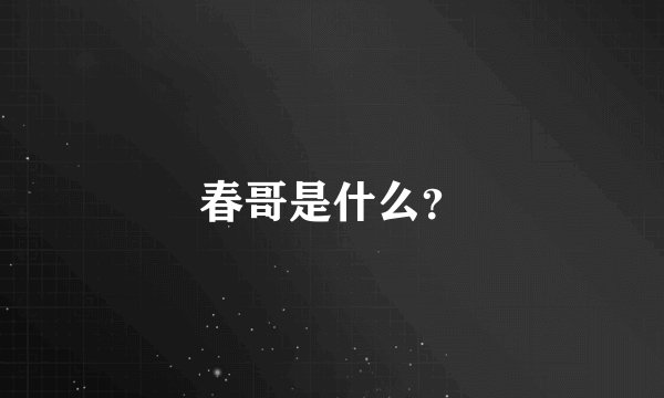 春哥是什么？