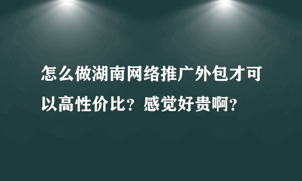 怎么做湖南网络推广外包才可以高性价比？感觉好贵啊？
