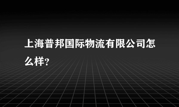 上海普邦国际物流有限公司怎么样？