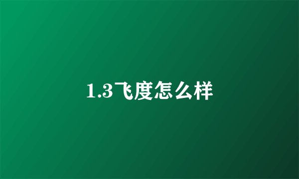 1.3飞度怎么样