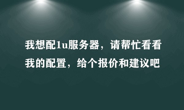 我想配1u服务器，请帮忙看看我的配置，给个报价和建议吧
