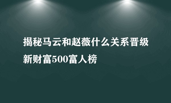 揭秘马云和赵薇什么关系晋级新财富500富人榜