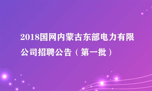 2018国网内蒙古东部电力有限公司招聘公告（第一批）
