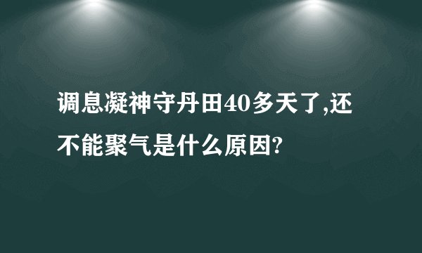 调息凝神守丹田40多天了,还不能聚气是什么原因?
