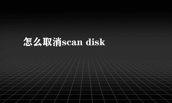 怎么取消scan disk