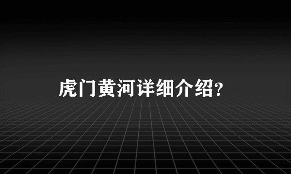 虎门黄河详细介绍？