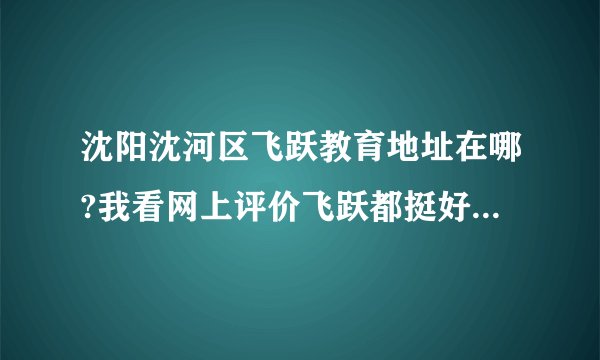 沈阳沈河区飞跃教育地址在哪?我看网上评价飞跃都挺好的。不知道实际怎么样啊？