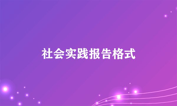 社会实践报告格式