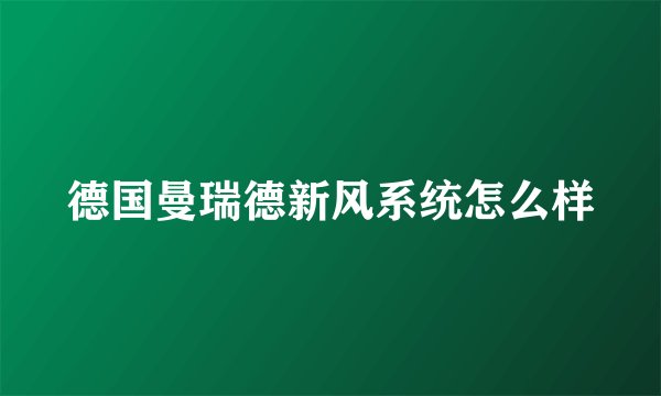 德国曼瑞德新风系统怎么样