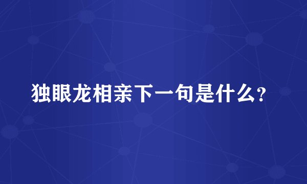 独眼龙相亲下一句是什么？