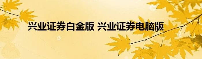 兴业证券白金版 兴业证券电脑版