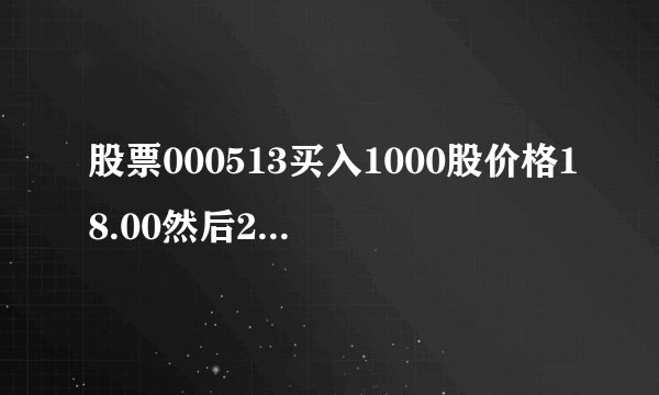 股票000513买入1000股价格18.00然后20元出货除税后我净赚多少？详细点回答我一下最后买卖各是多少费用请告诉我。
