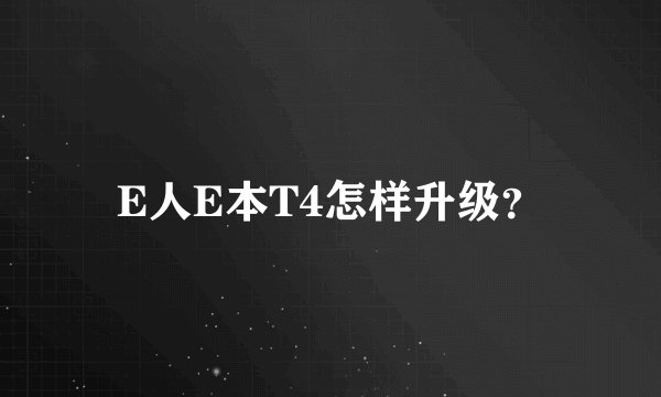 E人E本T4怎样升级？