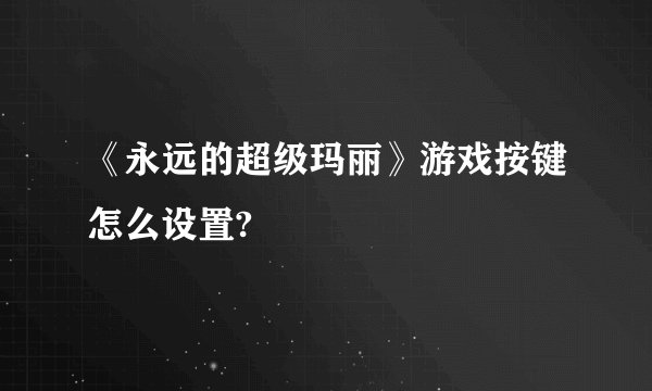 《永远的超级玛丽》游戏按键怎么设置?