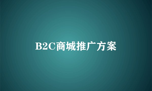 B2C商城推广方案