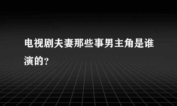 电视剧夫妻那些事男主角是谁演的？