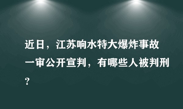近日，江苏响水特大爆炸事故一审公开宣判，有哪些人被判刑？