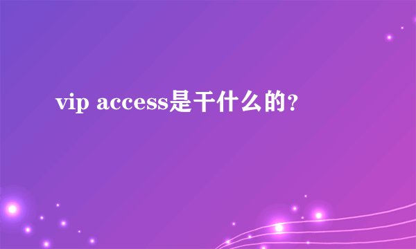 vip access是干什么的？