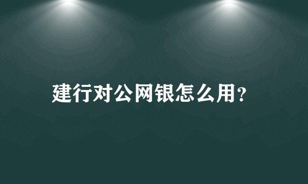 建行对公网银怎么用?