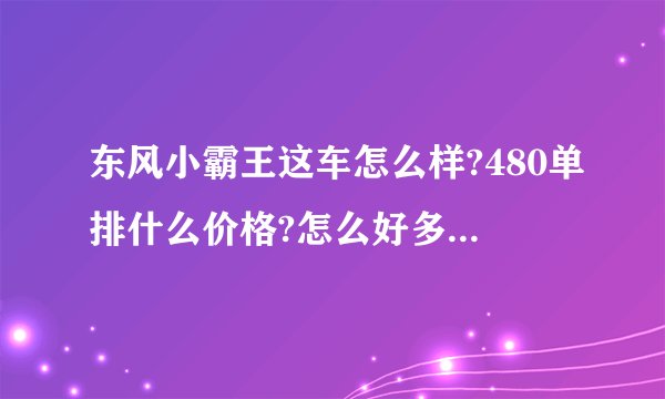 东风小霸王这车怎么样?480单排什么价格?怎么好多说这车不行的呀？