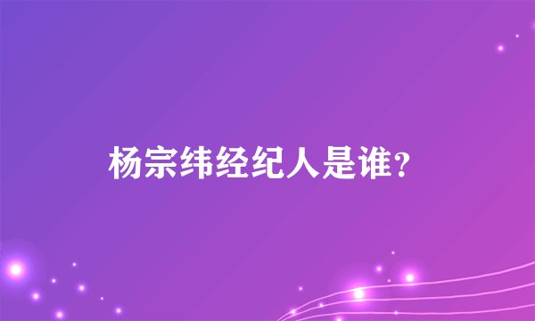 杨宗纬经纪人是谁？