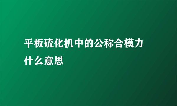 平板硫化机中的公称合模力 什么意思