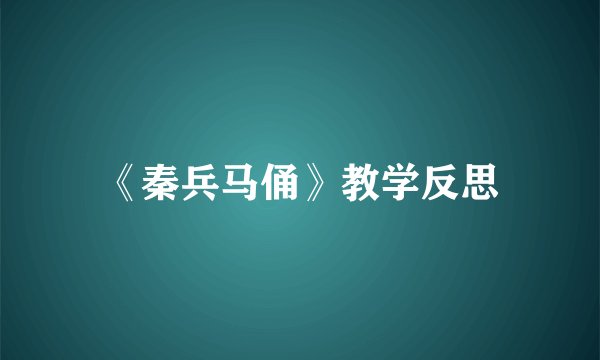 《秦兵马俑》教学反思