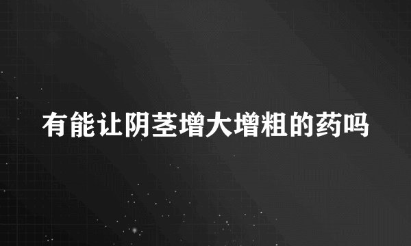 有能让阴茎增大增粗的药吗