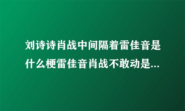 刘诗诗肖战中间隔着雷佳音是什么梗雷佳音肖战不敢动是怎么回事
