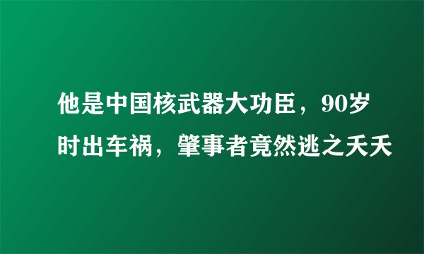 他是中国核武器大功臣，90岁时出车祸，肇事者竟然逃之夭夭